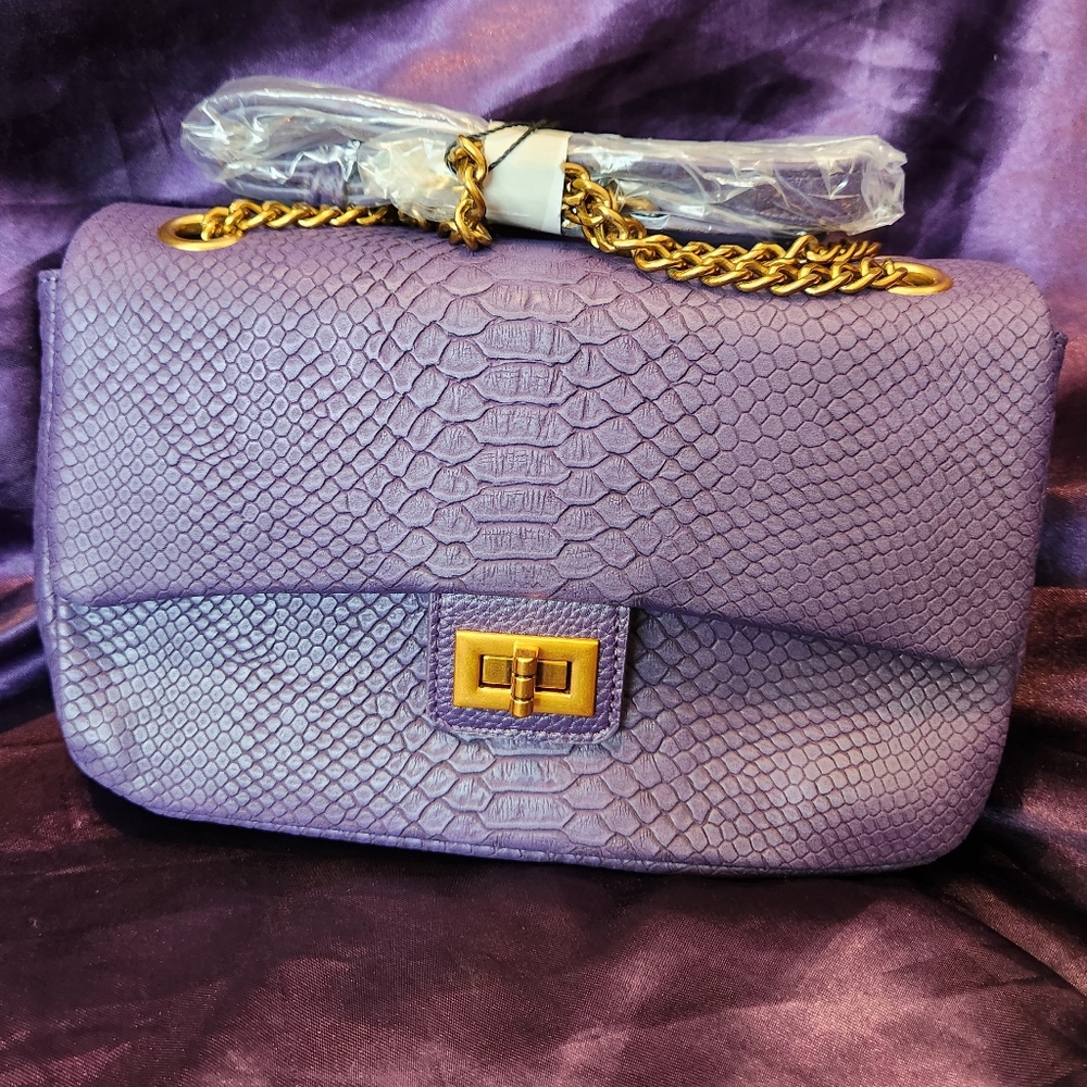 Purple snake handbag